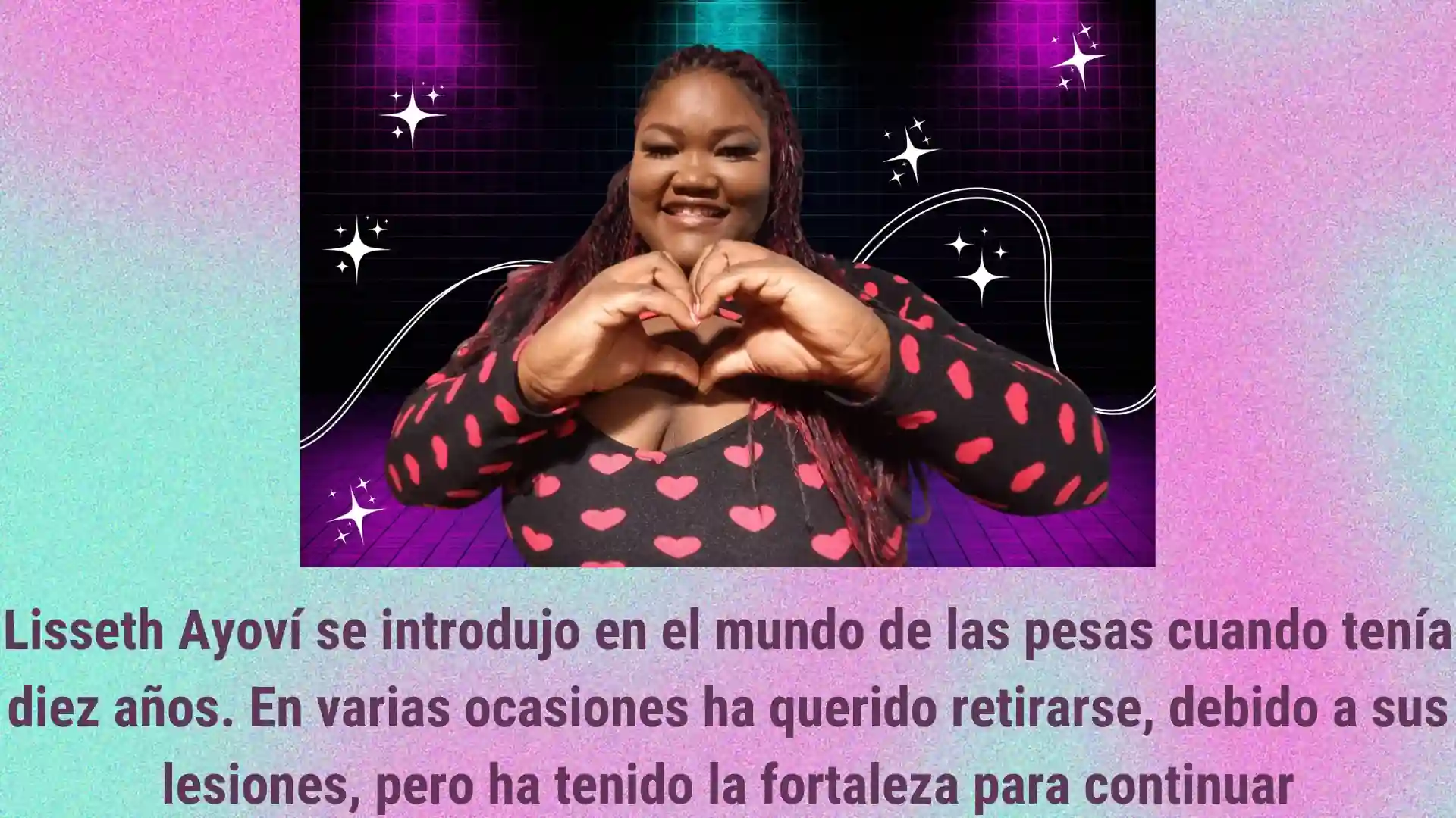 alt="Lissethe Ayovi si no fuera pesista reocgeria chatarra y venderia cocada como en mi niñez"